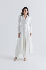 Tailored Belted Long Coat Dress