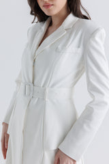 Tailored Belted Long Coat Dress