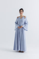 Crystal-Strap Cold Shoulder Gown
