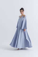 Crystal-Strap Cold Shoulder Gown