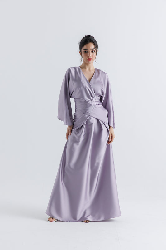 Elegant Wrap-Effect Satin Maxi Dress