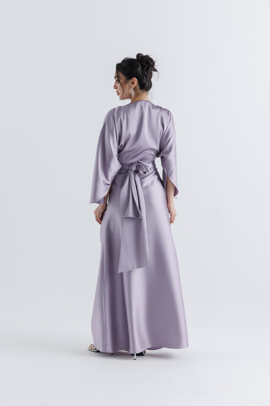 Elegant Wrap-Effect Satin Maxi Dress