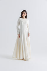 Elegant Lace Yoke A-Line Maxi Dress