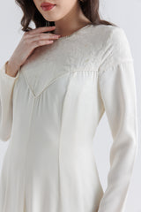 Elegant Lace Yoke A-Line Maxi Dress