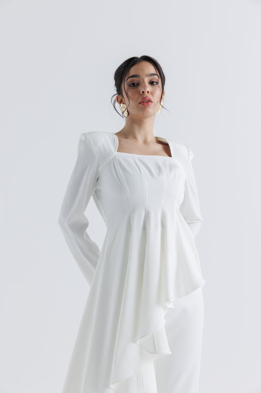 Asymmetrical Tailored Crepe Blouse