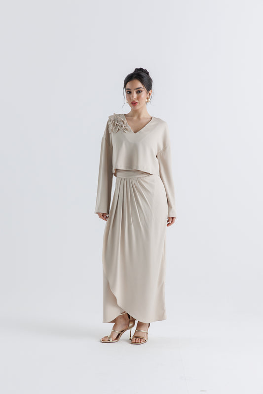 Draped Tulip-Cut Maxi Skirt