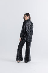 Crystal & Sequin Embellished High-Low Shirt