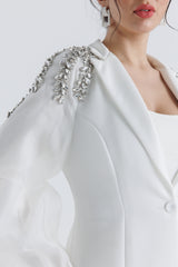 Structured Blazer with Crystal Shoulder Embellishments