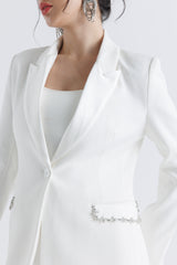 Tailored Blazer with Crystal Embellished Pockets