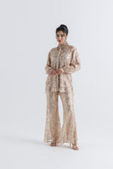 بنطال واسع مزين بالترتر مع بطانة ساتان