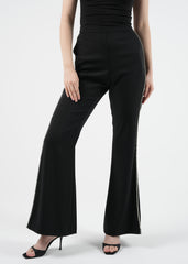 High-Waist Straight-Leg Pants with Embellished Line
