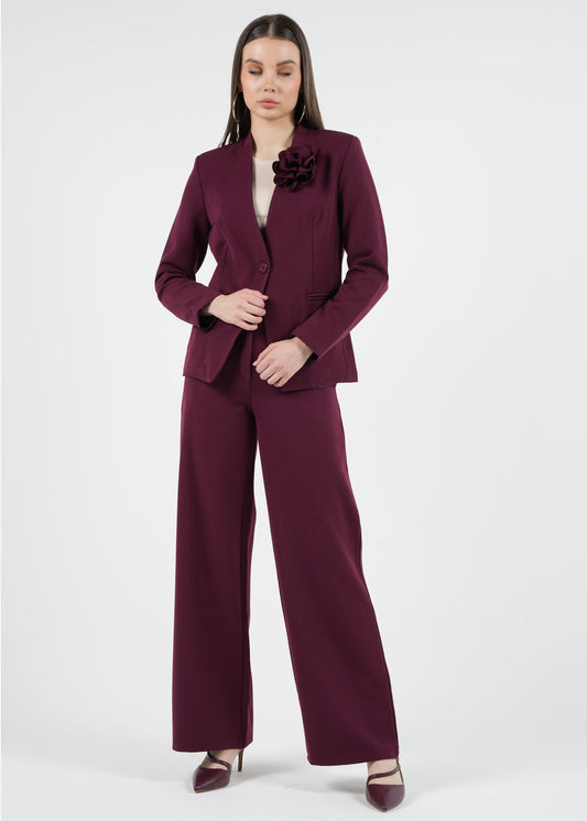 High-Waist Wide-Leg Pants with Contrast Waistband