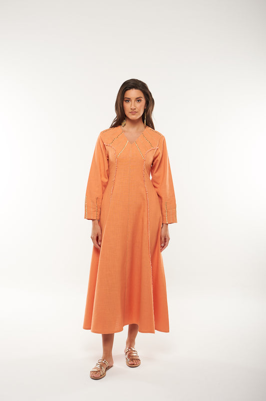 Embroidered Linen Maxi Dress