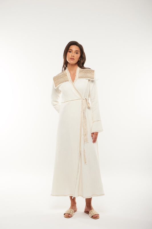 Embroidered Shoulder Wrap Kaftan