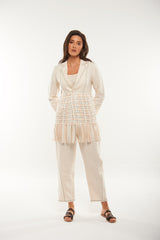 High-Waist Linen Blend Straight Pants