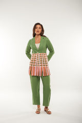 High-Waist Linen Blend Straight Pants