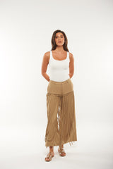 Statement Wide-Leg Pants with Dramatic Fringe Detailing