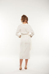 Elegant Wrap-Style Midi Skirt with Side Tie