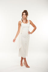 Elegant Wrap-Style Midi Skirt with Side Tie