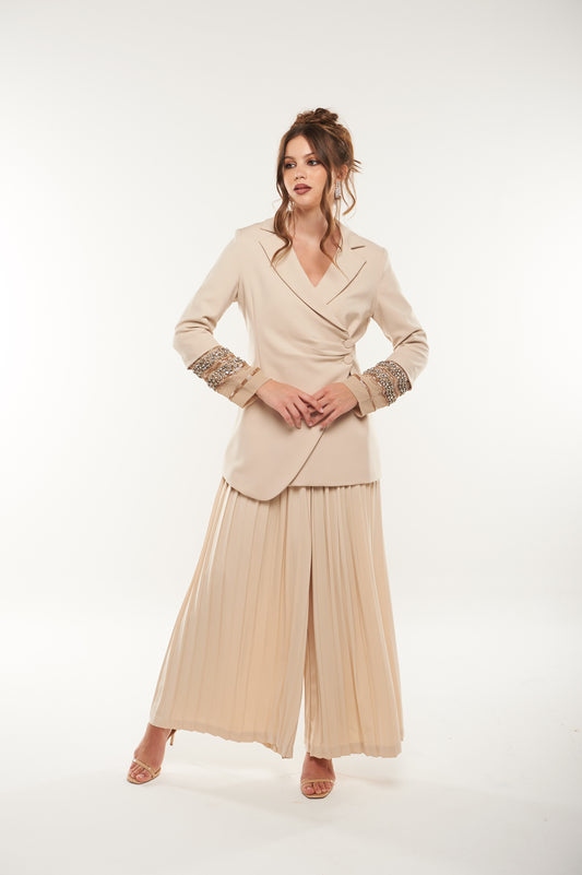 Pleated Wide-Leg Palazzo Pants
