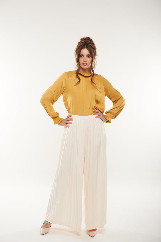 Pleated Wide-Leg Palazzo Pants