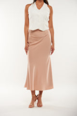 Satin Flared Midi Skirt