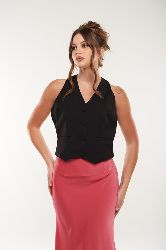 Tailored Sleeveless Button-Up Vest