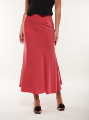 Satin Flared Midi Skirt