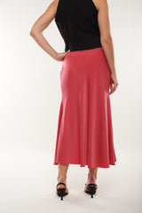 Satin Flared Midi Skirt