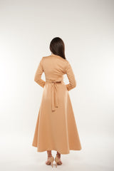 Wrap-Style Blazer Maxi Dress with Single Button Closure