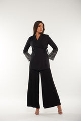 Pleated Wide-Leg Palazzo Pants