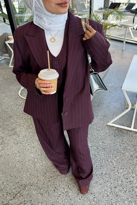 Stripped Two-Toned Wide Leg Trousers