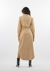 Suede Midi Shirt Dress with Ruched Front Detail - Montania Shop