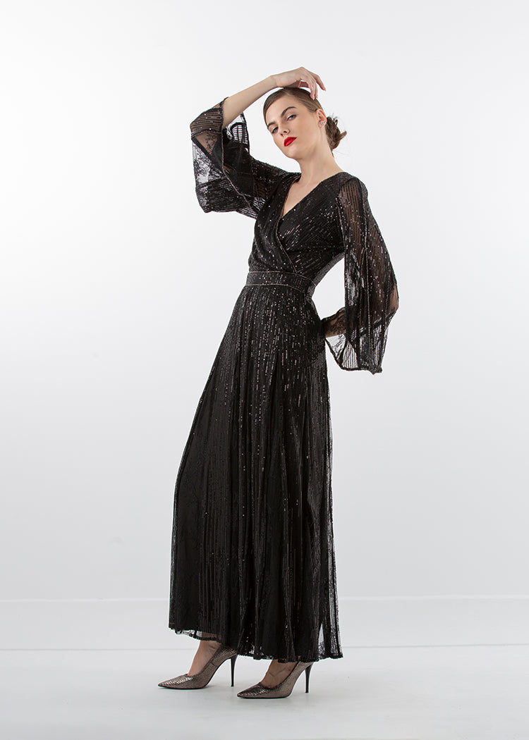2306135-Sequin Maxi Dress - Montania Shop