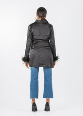 2306200-Long Sleeve Top with Feather Cuff Detail - Montania Shop