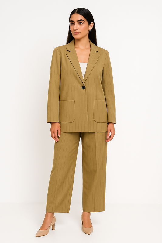 بنطلون واسع الساقين بخطوط طولية