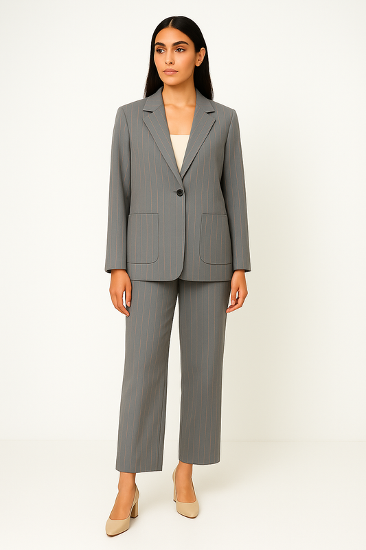 بنطلون واسع الساقين بخطوط طولية