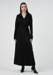 فستان ماكسي بتصميم ملفوف وزهور بارزة