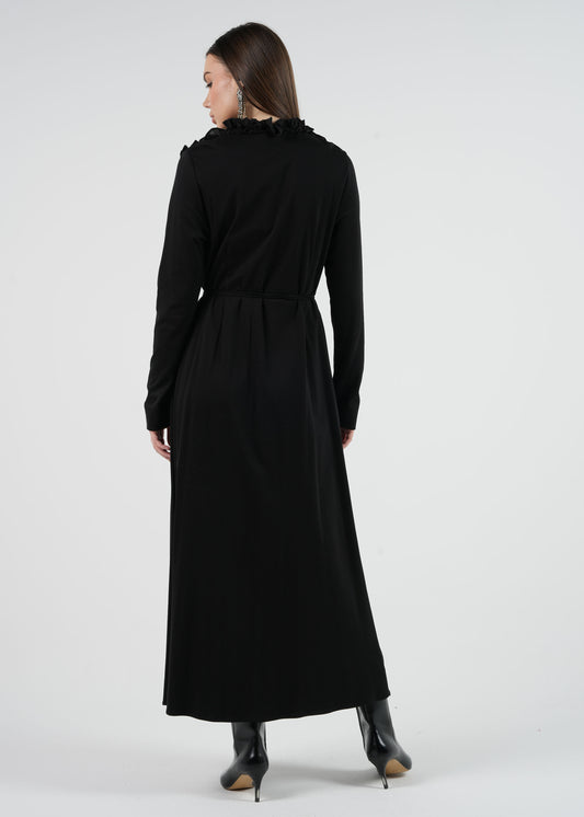 فستان ماكسي بتصميم ملفوف وزهور بارزة