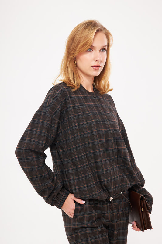 سترة بومبر منقوشة بأزرار