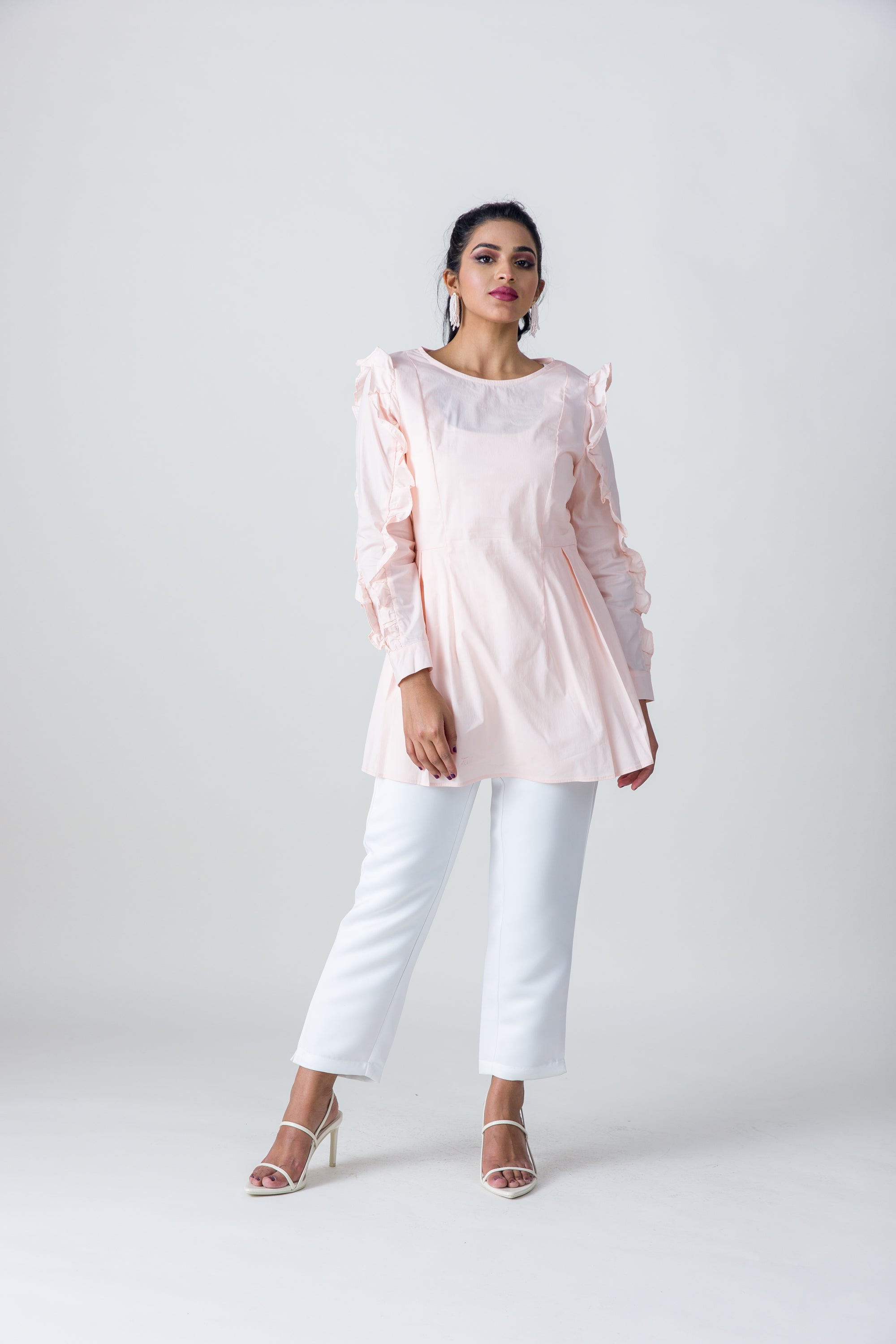 2205118- Ruffled Sleeve Blouse - Montania Shop
