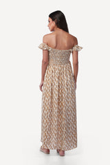 2243006- Off Shoulder Maxi Dress - Montania Shop