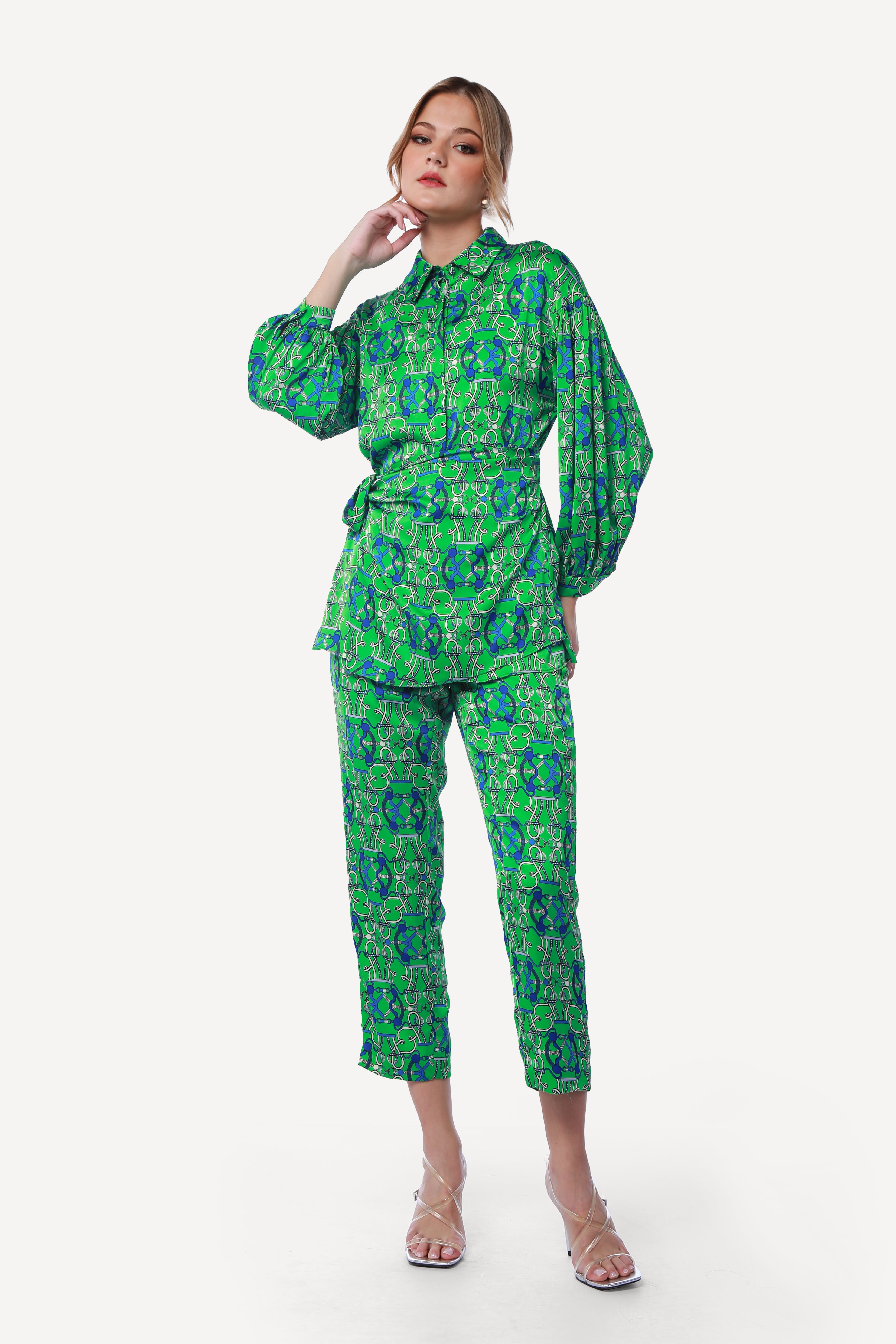 2304004- Linen Printed Pants - Montania Shop