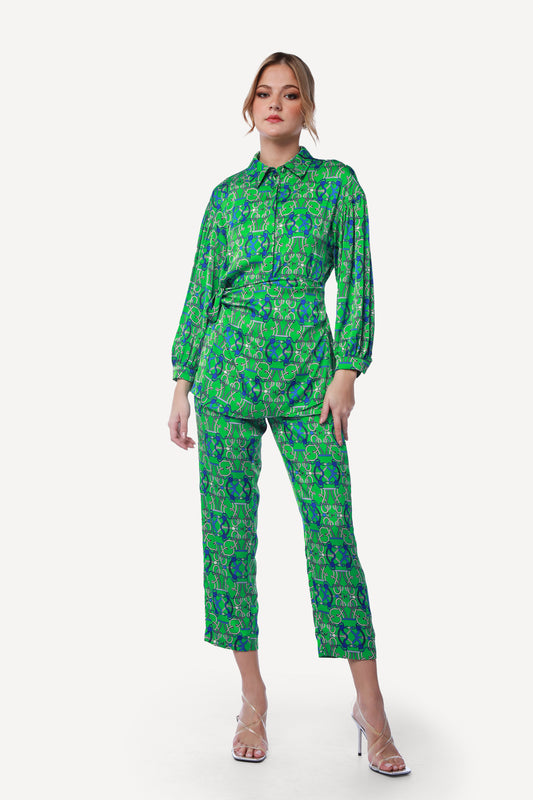 2304004- Linen Printed Pants - Montania Shop