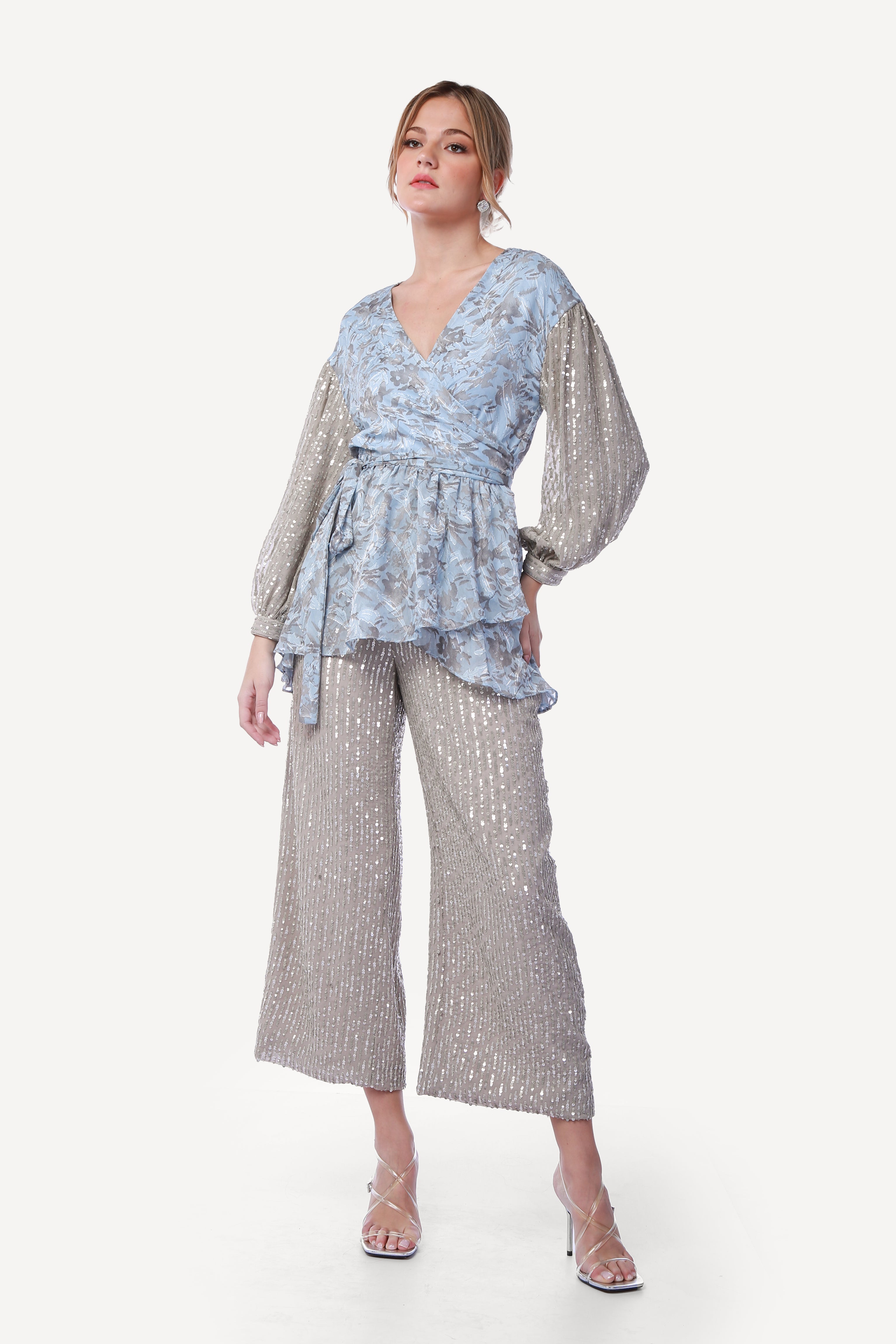 2305002- Poplin Wrap Blouse - Montania Shop