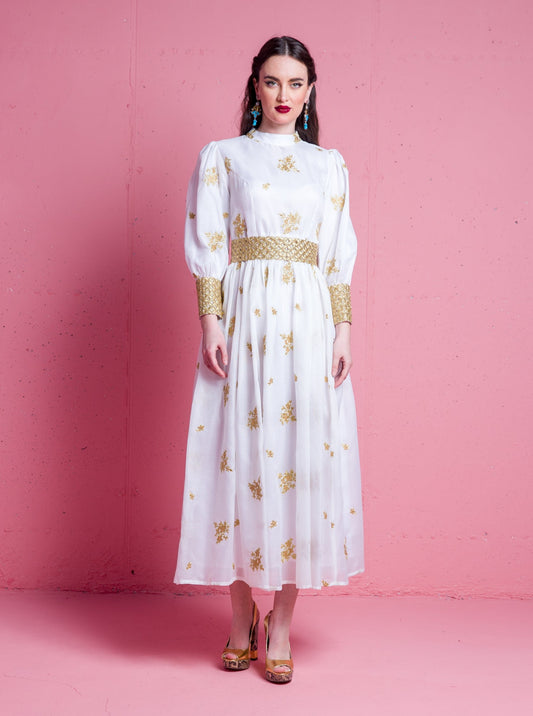 2306043- Bishop Sleeve Maxi Dress - Montania Shop