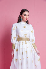 2306043- Bishop Sleeve Maxi Dress - Montania Shop