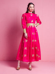 2306043- Bishop Sleeve Maxi Dress - Montania Shop