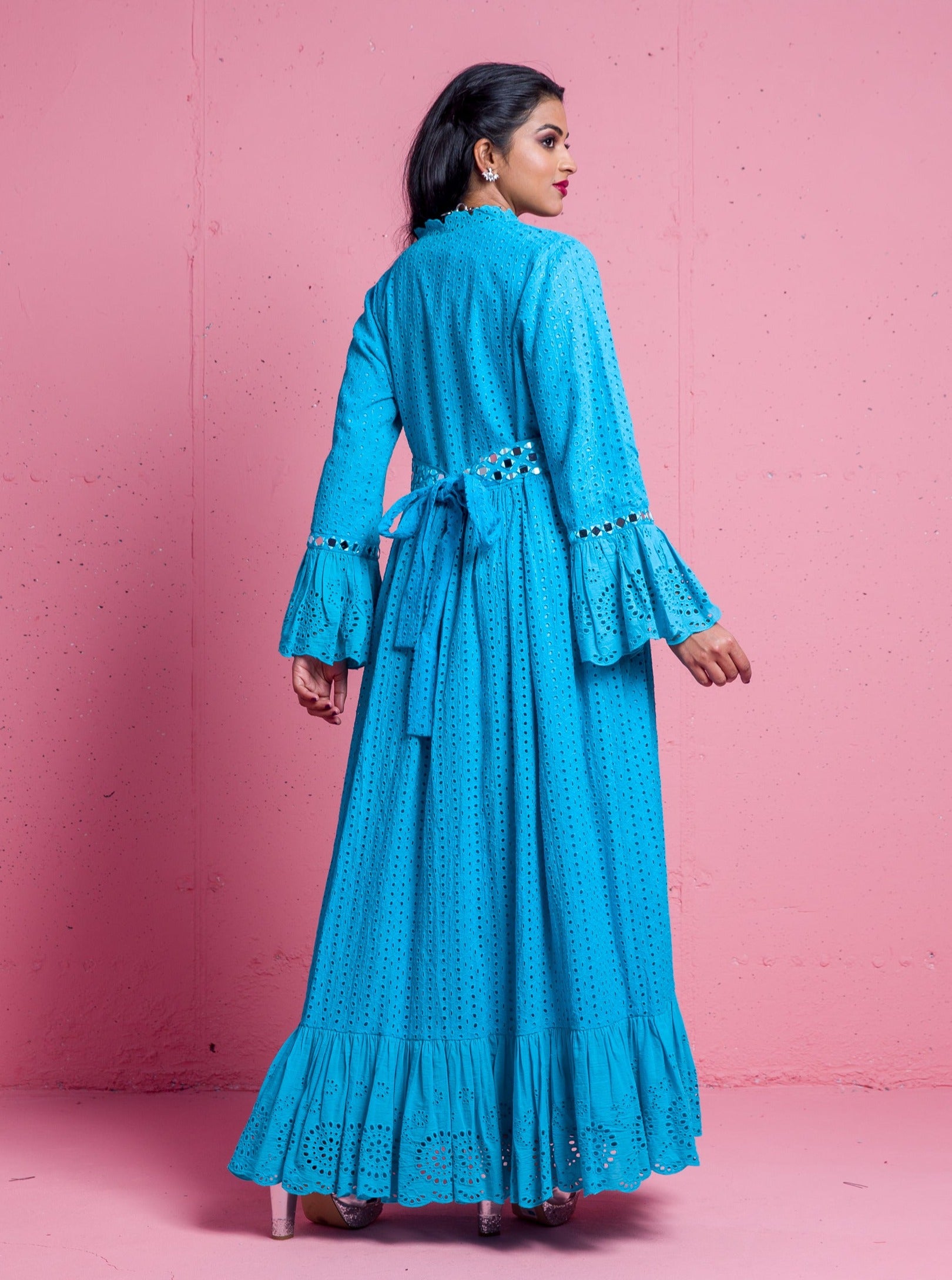 2306038- Embroidered Eyelet Maxi Dress - Montania Shop