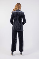 Handmade Bee-Studded Velvet Blazer - Black